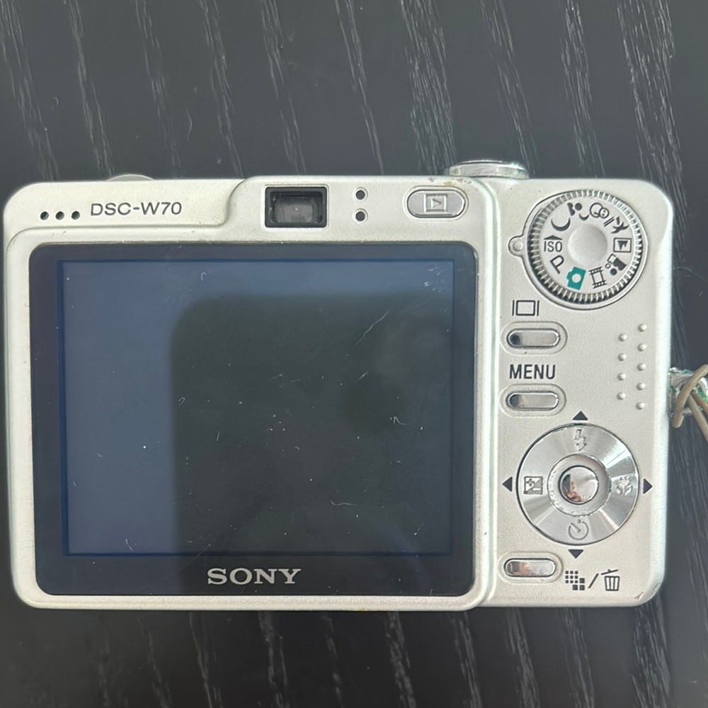 Sony Silver Digital Camera with LCD Screen and Ergonomic Controls